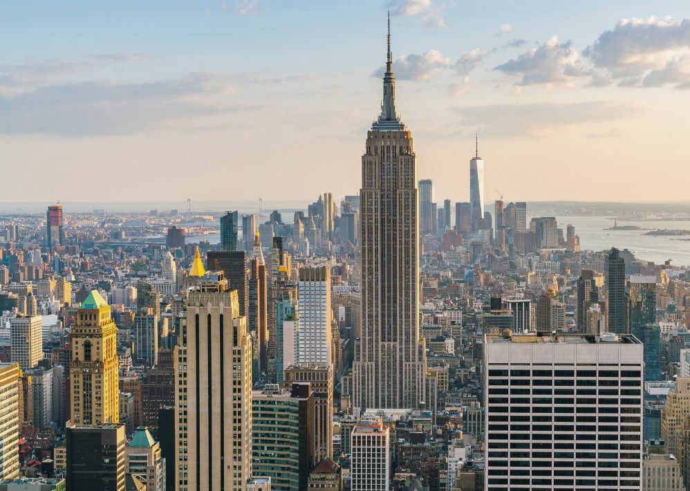 View of New York City Skyline with Empire State Building in the forefront