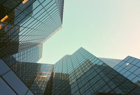 View of Skyscrapers looking up from the ground